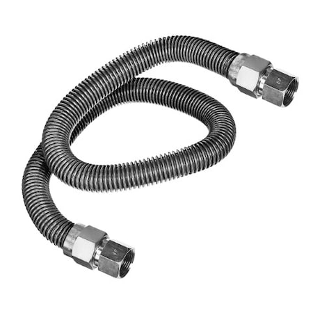 Flextron Gas Line Hose 1/2'' O.D. x 48'' Length with 3/8" FIP Fittings, Stainless Steel Flexible Connector FTGC-SS38-48H